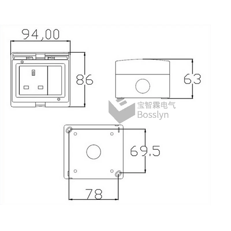 IP55 Single Switch Waterproof  Outdoor 13AMP Socket Outlet for UK