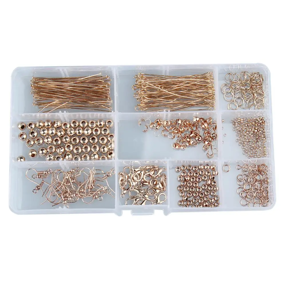 

1040pcs/bag Wholesale Ear Hook Lobster Buckle Positioning Beads Nine Needle Set DIY Jewelry Material Boxed, As photo