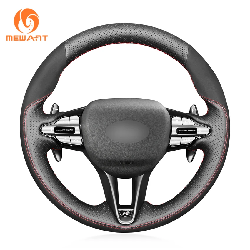 

Hand Stitching Custom Suede Leather Steering Wheel Cover for Hyundai i30 N Veloster N 2017 2018 2019 2020 2021
