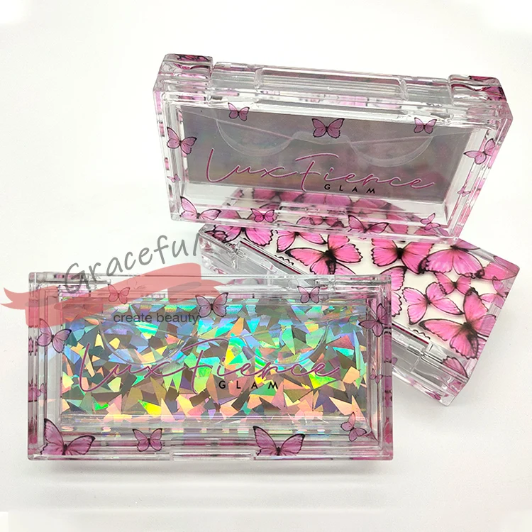 

Eyelash Packaging Acrylic butterfly eyelash packaging box Fit Natural 3D Mink Eye Lash, Mixed color