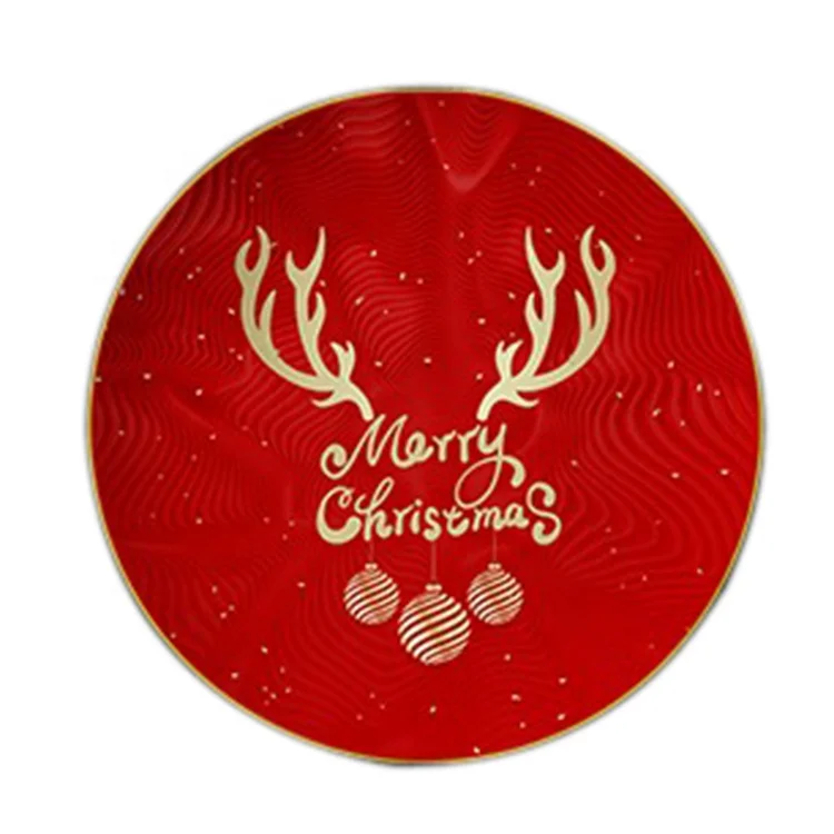 

Party Ceramic Kitchen Heat Merry Christmas 2021 Decorated Moose Pottery Plate In Gold