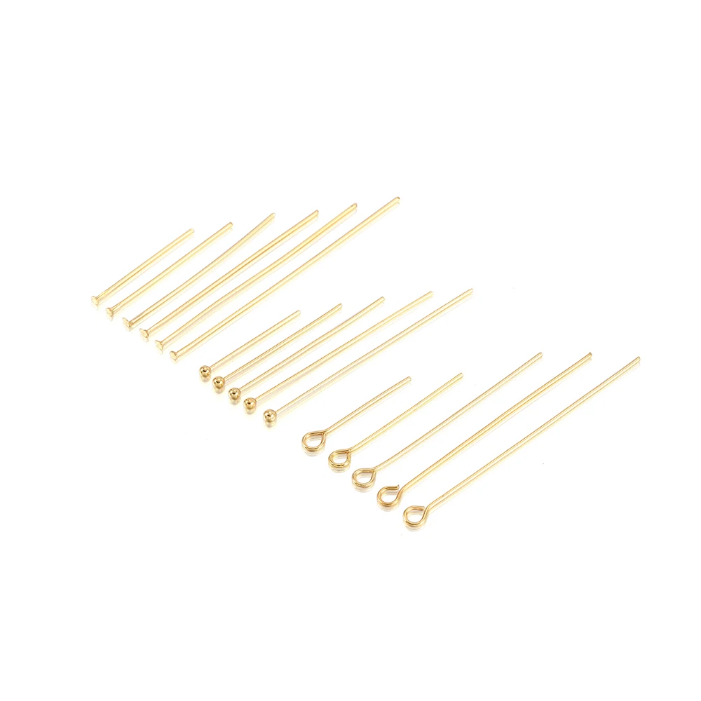 

50-100Pcs Stainless Steel Heads Eye Flat Pins Gold Silver Plated Ball Head Pins For Jewelry Findings Making Accessories Supplies