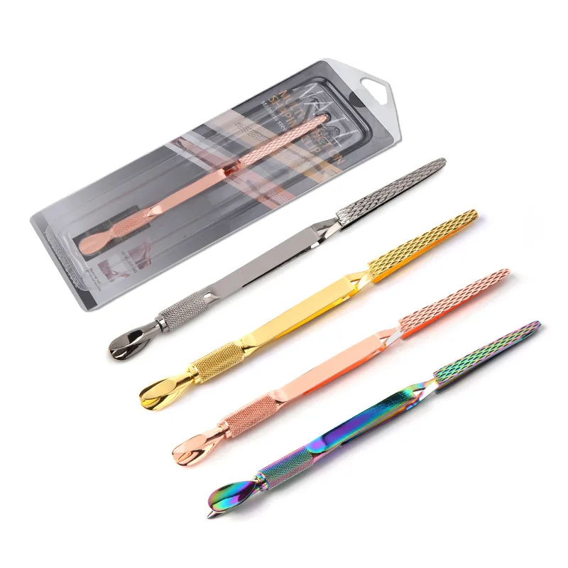 

Wholesale Double Heads Nail Tools Manicure Cuticle Pusher Stainless Steel Nail Tips Tweezers Clip Phototherapy Extended Clip, As picture show