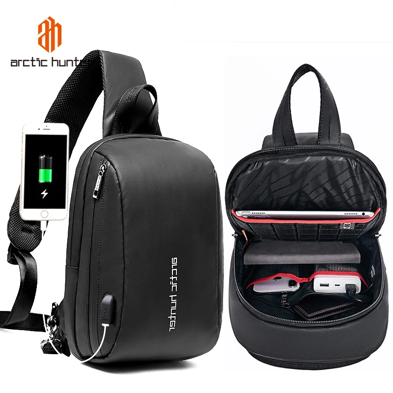 Arctic Hunter 2021 New Side Bag Messenger Outdoor Shoulder Chest  Custom Crossbody Bag Waterproof USB Mini Anti Theft Sling Bag