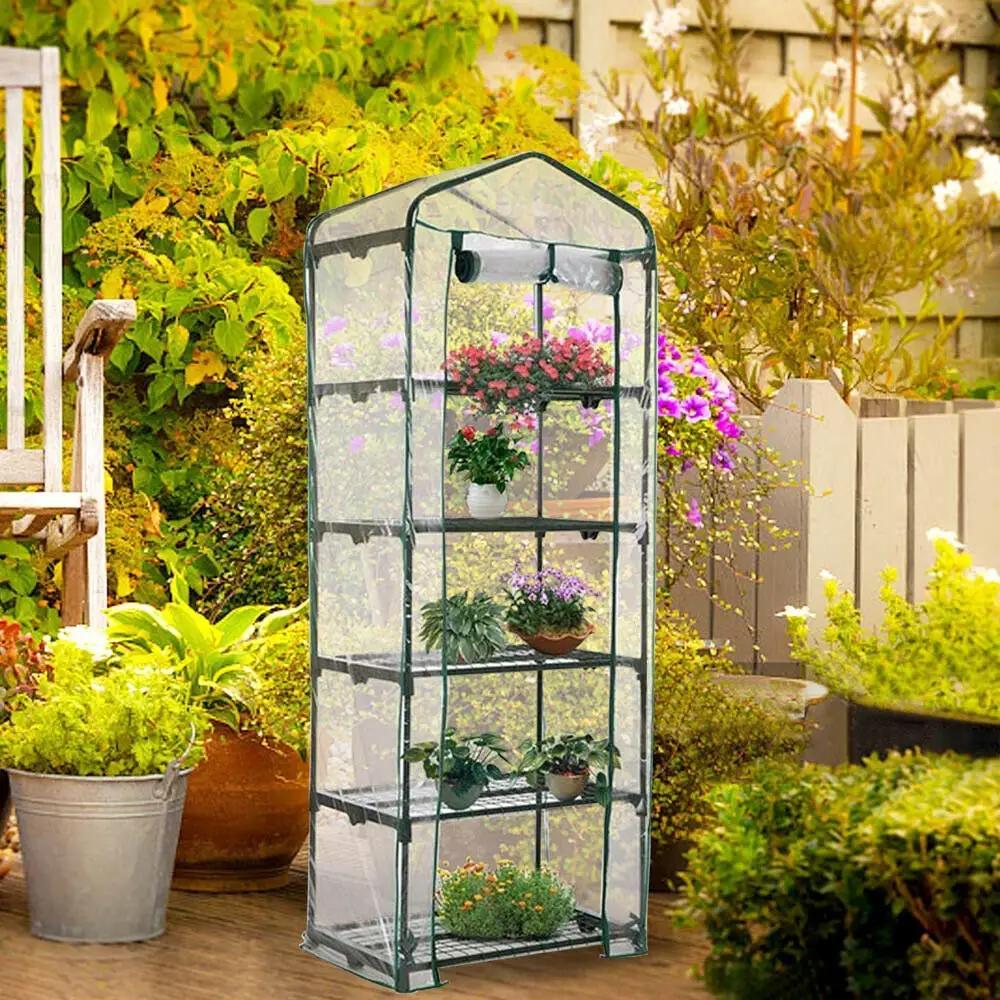 

Mini Portable Plastic Outdoor 5 Tier Home Transparent PVC Cover Garden Backyard Greenhouses