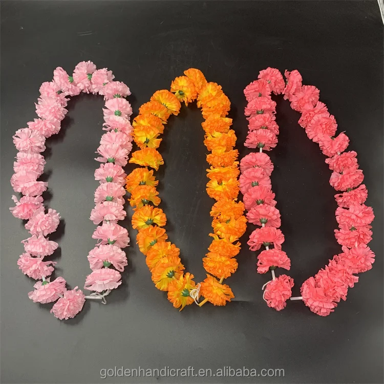 

QSLH-SY0283 Artificial Marigold Garland Tropical Hawaii Wreath Decoration Flower Indian Wedding Decorations For Marriage Event