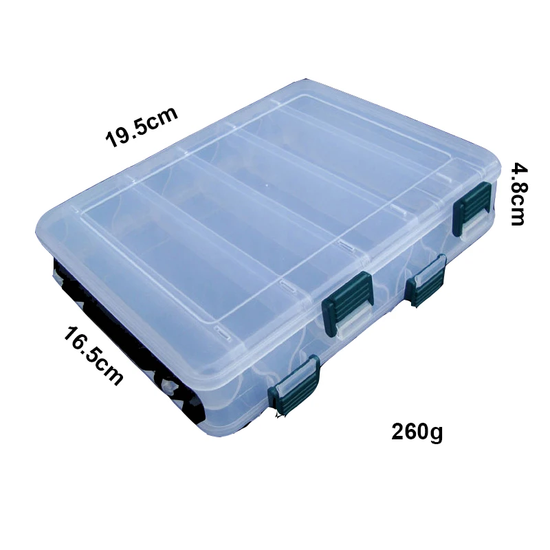 

cm Portable tackle box double sided plastic fishing lure box, Transparent