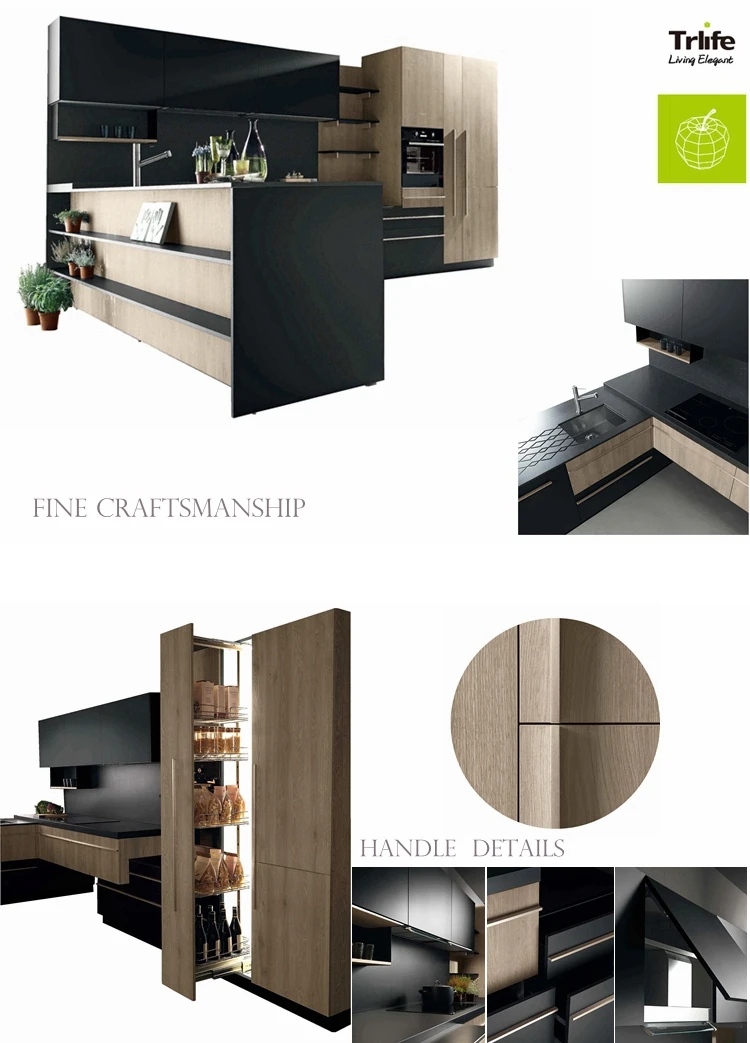Custom modern luxury melamine MDF material modular kitchen design with reasonable price