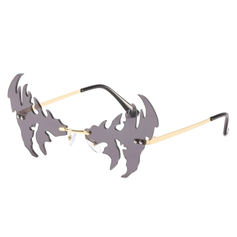 

DCOPTICAL 2021 Fashion Women Sunglasses Irregular Shape Flame Fire Street Snap Retro Anti UV Sun Glasses