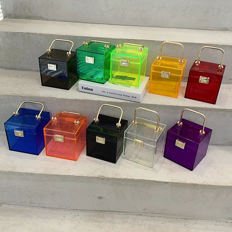 

Clear Acrylic Bags Perspex Handbag Wholesale Trendy Crossbody Shoulder Ins Internet Celebrity Hand-Carrying Transparent Box Bag