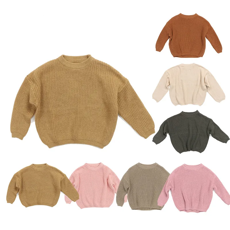 

RTS cardigan autumn hot sale fashion toddler solid plain kids cute baby girls' knitted pullovers sweaters