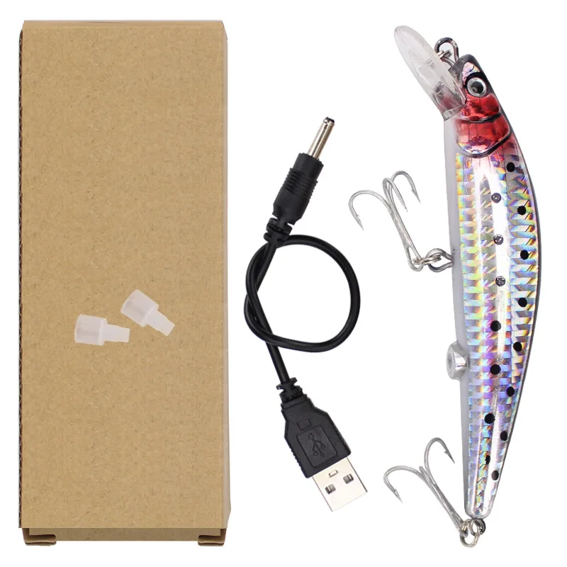 

Leurre De Peche Electric Minnow Fishing Lure USB Twitching Swimbait 19g 12cm Artificial Lifelike Fishing Bait With Treble Hooks, Colorful