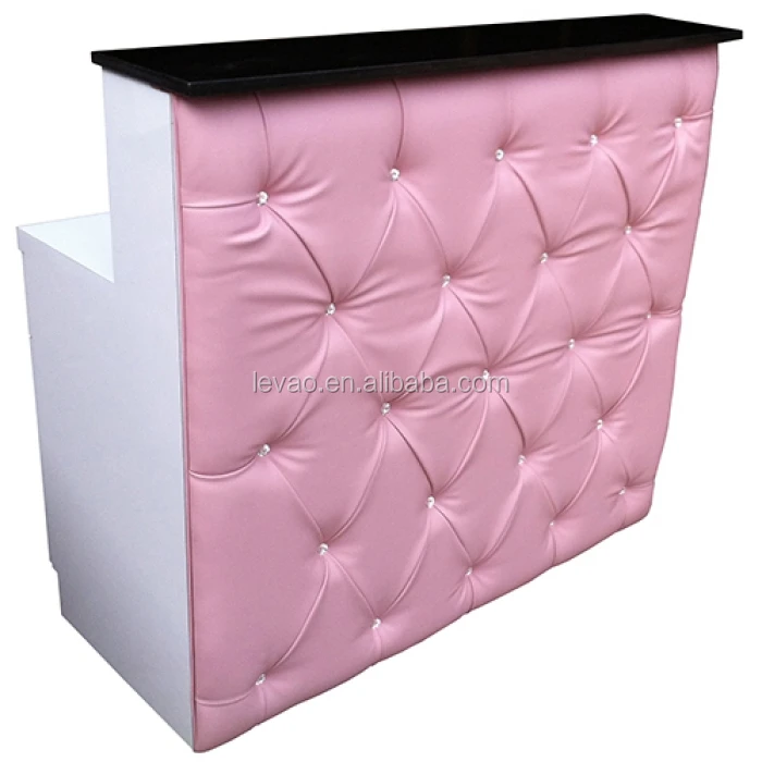 Luxury Beauty Salon Furniture Pink Counter Front Boutique Reception