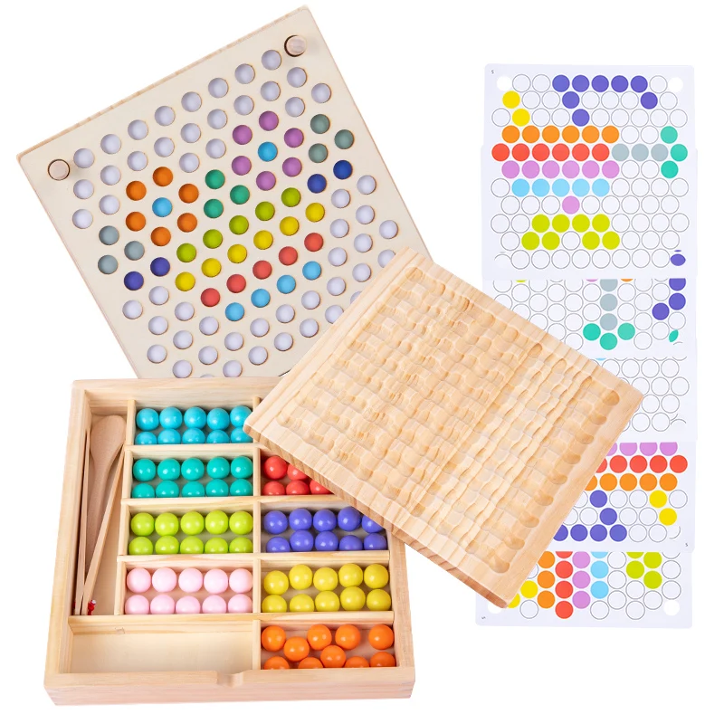 

2023 new Wooden beaded color cognition toys with Diverse gameplay and interactive play of many people wooden toys for children