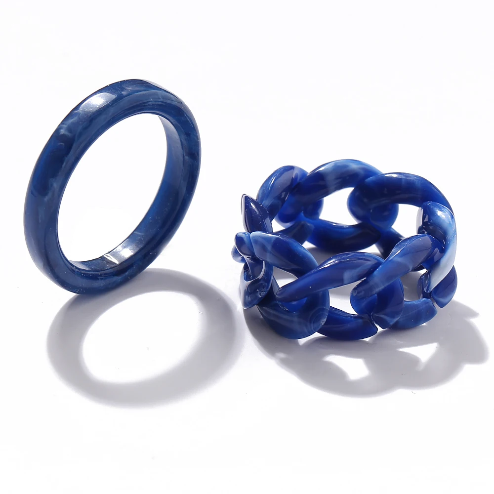 

PUSHI New product manufacturers wholesale personalized creative chain rings restoring ancient ways resin rings