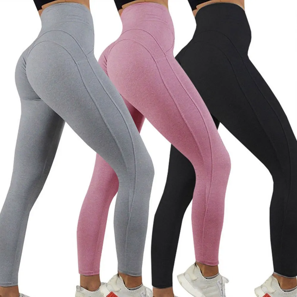 

Women's sexy high waisted solid color legging scrunch butt lift push up stacked yoga pants leggings active clothing sports pa, Pink,black,blue,light grey,dark grey