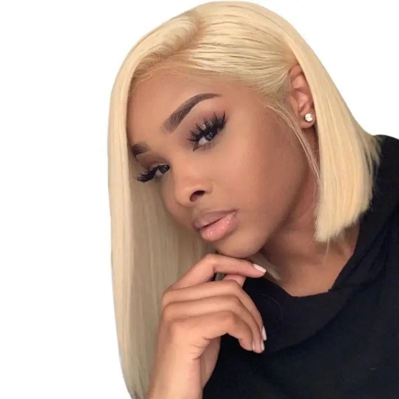 

Cheap Brazilian 613 Blonde Colored Bob Wig, Virgin Transparent Full Lace Human Hair Wig,100% Bob Wig Human Hair Lace Front