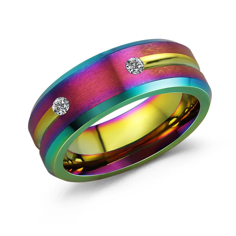 

Hot Sell Men and Women's Classic Personality Colorful Stainless Steel luxury love rings gold plated