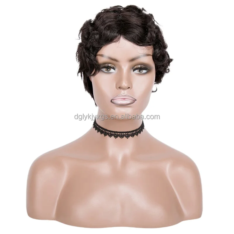 

HL15-BK Remy Hair Human Wig Water Ripple 6inch Retro European and American fashion for Black Women