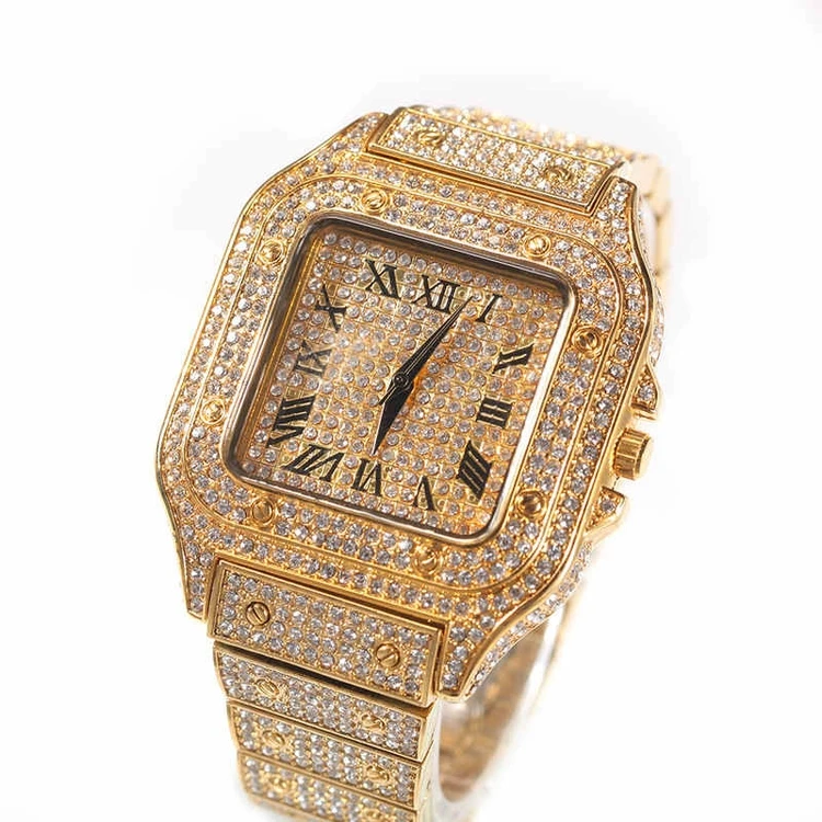 

2021 HipHop Watches Iced Out Mens Watches in Wristwacthese Luxury Watch for Women Men, Gold/silver/ rose gold/ gold and silver