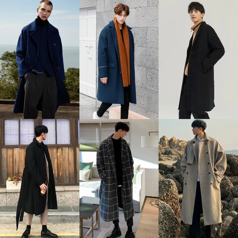 

2021 new men's long woolen coat fashion men's woolen coat cheap wholesale