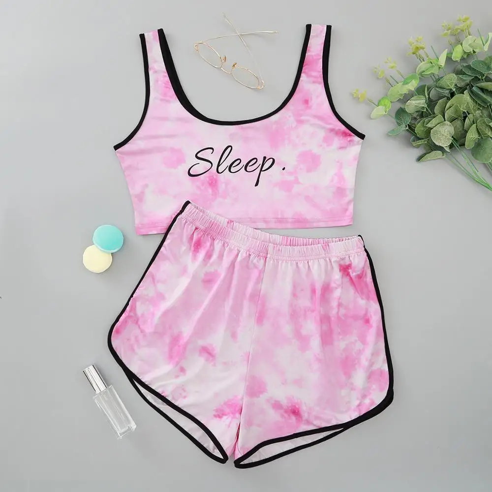 

coldker r Women Pajama Set Sweet Short Sleeve T Shirts & Shorts Summer Pijama