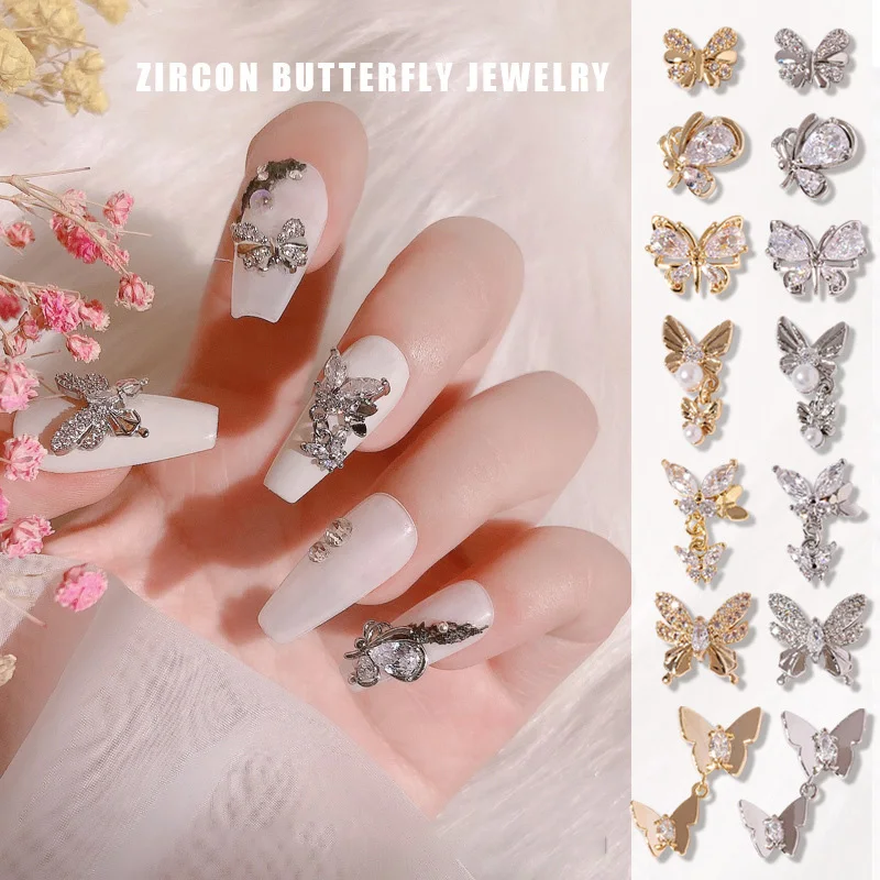 

Boutique Manicure Nail Arts Butterfly Drill Zircon Nail Charms Women Beauty Finger Nail Sticker Fashion Jewelry Accessories, Colorful