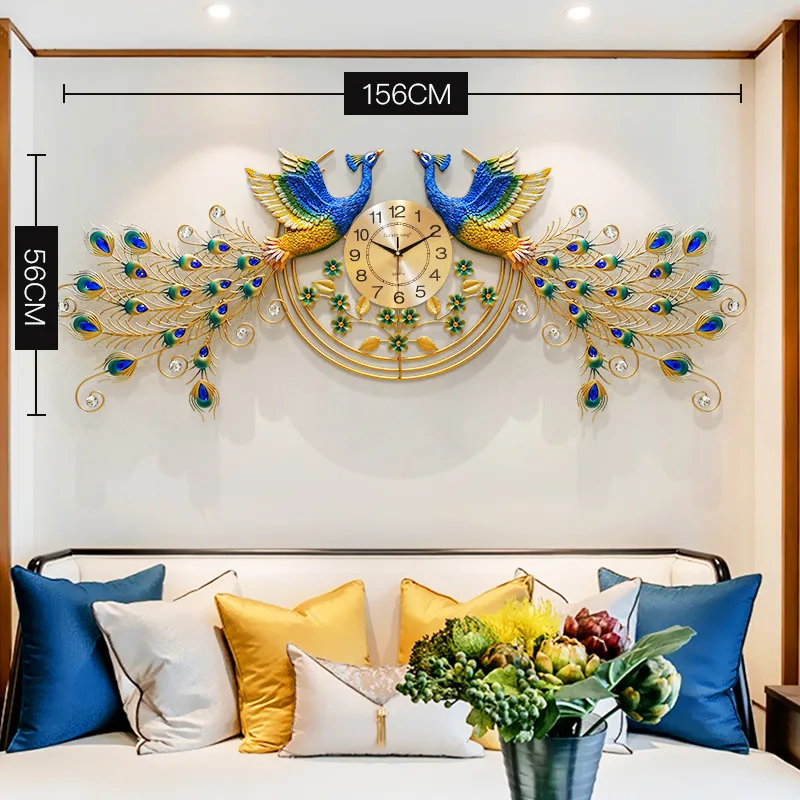 

Plus Size A pair Peacock Big Wall Decoration Metal Wall Clock