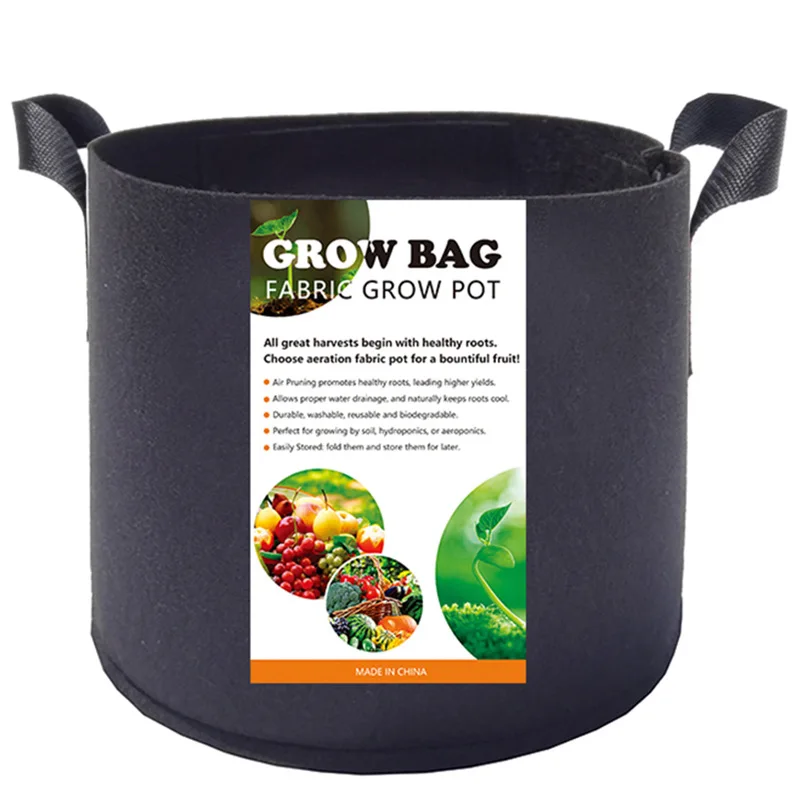 

1 - 1000 gallon factory custom grow pot vegetable garden felt potato mushroom fabric plant grow bag, Black