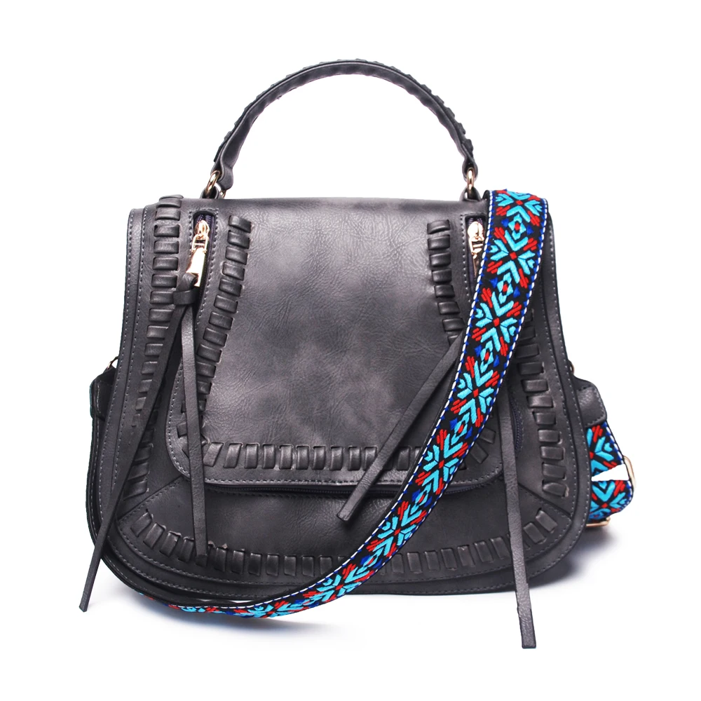 

Trendy Monogram Tassel PU Flap Retro Messenger Bag Fashion Handbag Girls Skylar Crossbody Bag With Guitar Straps, As pictures