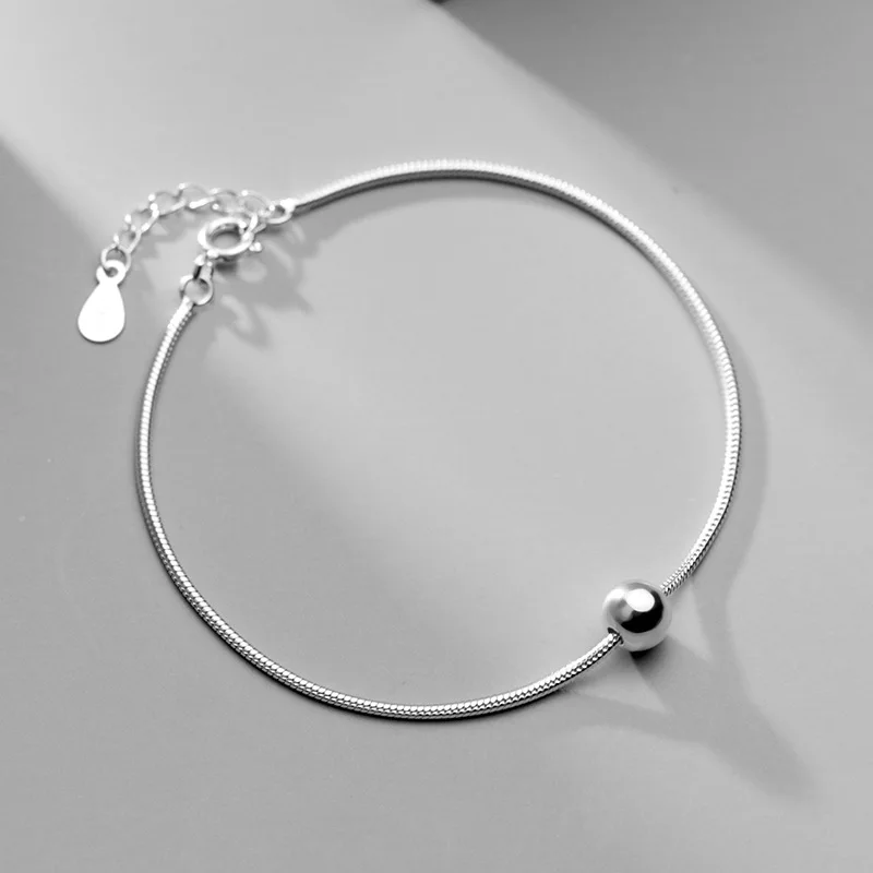 

Design 925 sterling silver fashion minimalist round bead chain bracelet for women