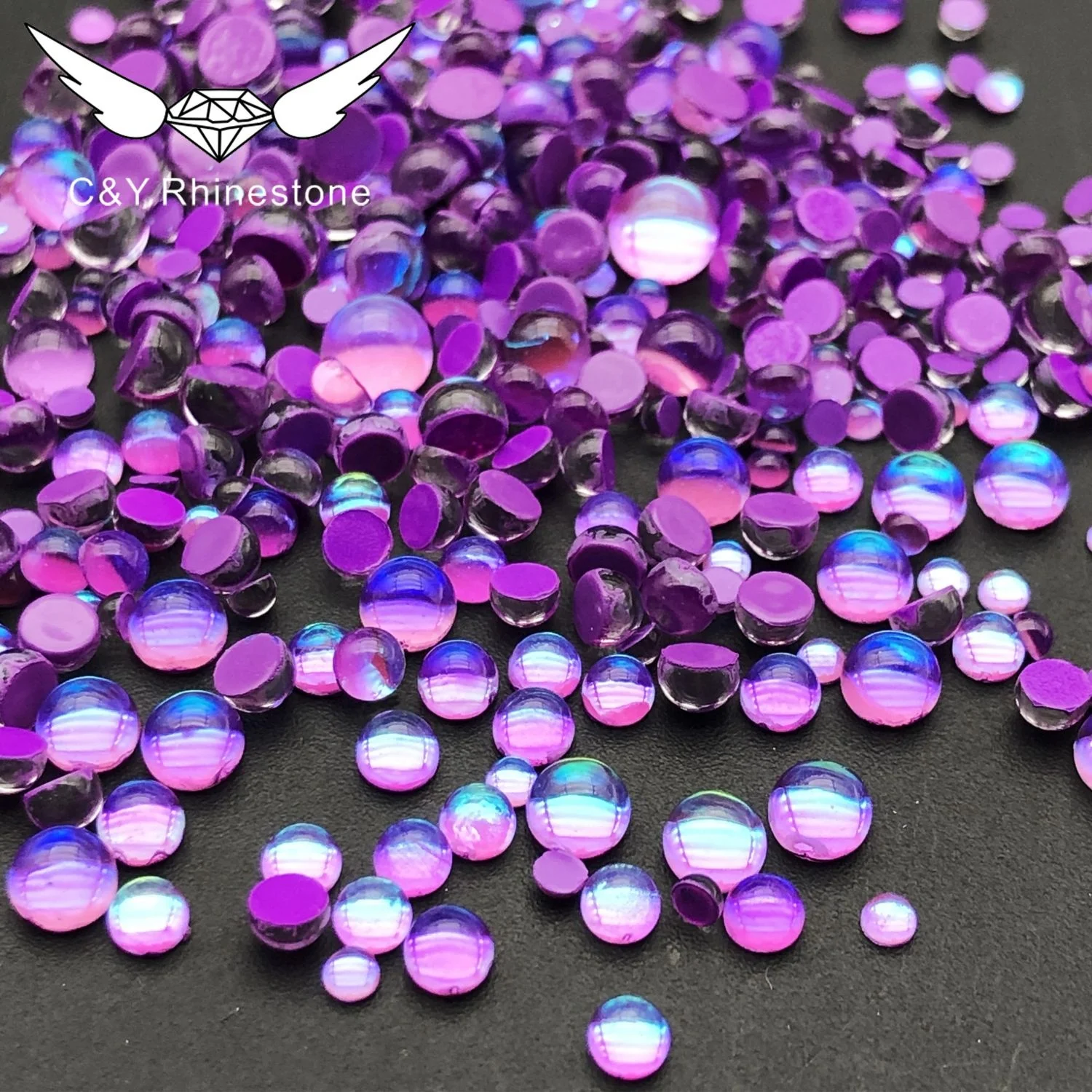 

CY Half Round Beads Mermaid Rhinestone Glass Flatback Non Hot Fix Nail