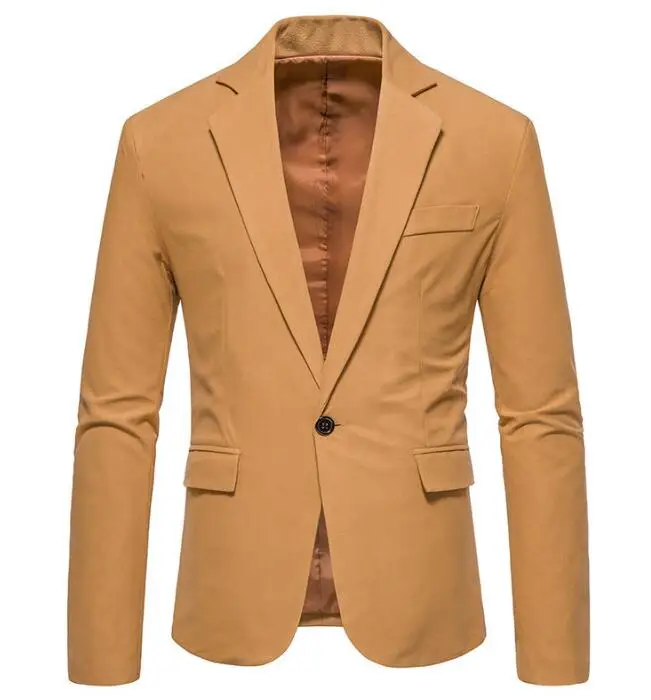 New Men's V-neck Suede Single Breasted Suit Men's blazer Wedding Dress Suit Jacket Size 2XL