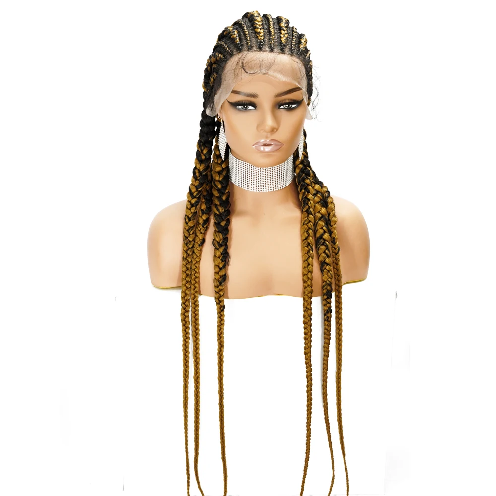 

Perruque Tresses Braided Wigs 38 inches Lace Full Synthetic Wig for Black Women Cornrow Braids Lace African Braids Wig, Picture