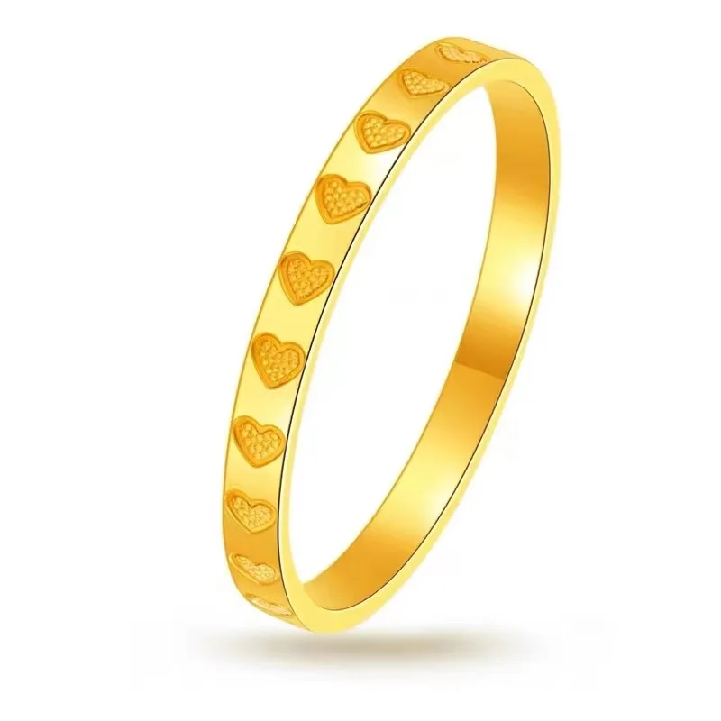 

2022 New Full Circle Love Heart-Shaped Ring Brass Gold Plated Index Finger Ring Simple Couple Ring Qixi For Girlfriend