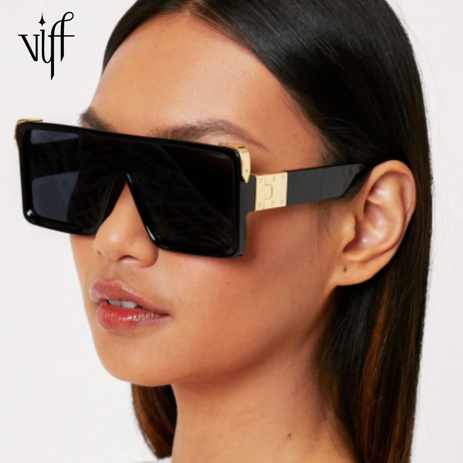 

VIFF HP20326 Vintage Fashion Shades Custom Eyewear Sun Glasses River Metal Chip Frame Oversized Sunglasses Womens Rivers