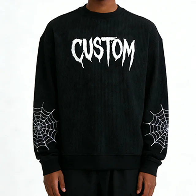 Custom Waffle Knit Long Sleeve Shirt Heavyweight t Shirt Cotton Waffle Plain Full Sleeve Shirt for Men