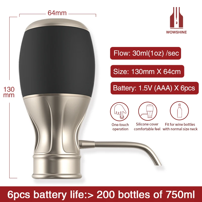 
Wowshine Electric Wine Aerator One Touch Aeration 