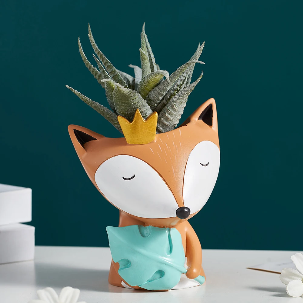 

Cute Animal Resin Potted Plant Model Decoration Living Room Cafe Cartoon Green Plant Potted Decoration Gift Plant Accessories