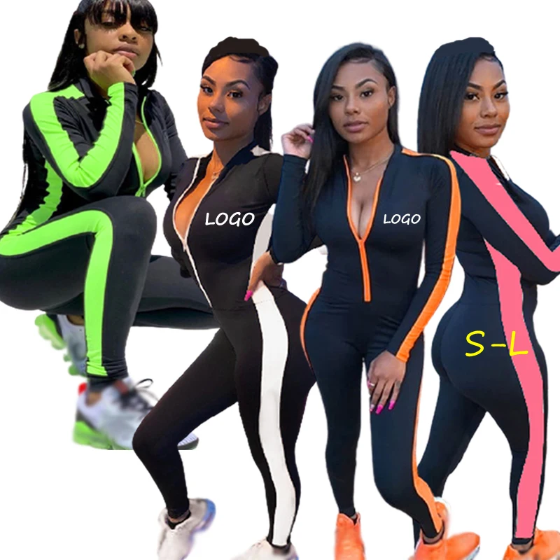 

fall 2021 women clothes Custom Logo Fall Long Sleeve Jump Suit Activewear Rompers Women One Piece Sport Jumpsuit
