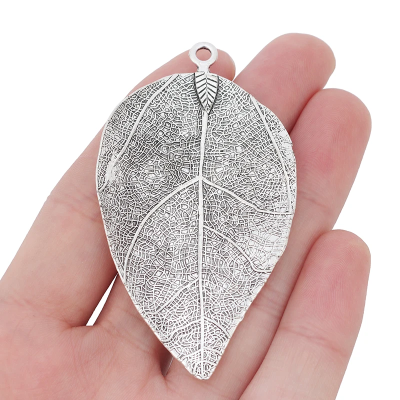 

Large Antique Silver Leaf Charms Pendants for Necklace Jewelry Making