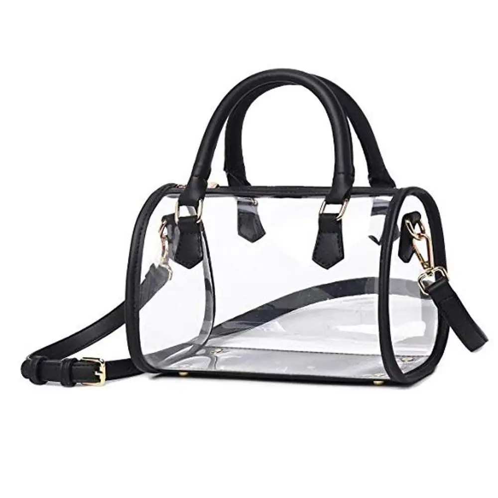 

Transparent Pvc Handbags Tote Bag Jelly Bag Fashion Casual Shoulder Bag for Women, Black,pink,gold,silver