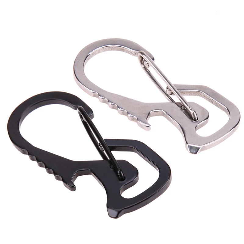 

Free Shipping Outdoor Tools Carabiner Cap Lifter Hex Driver Bottle Opener Keychain Ring Climbing Accessories,EDC Card Tool, Black, silver