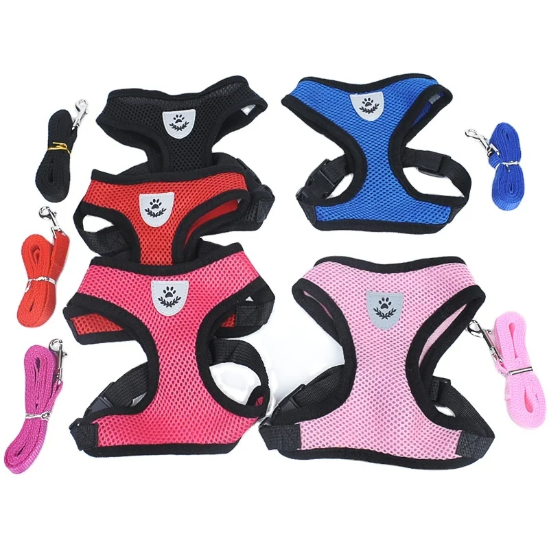 

Adjustable Soft Cat Pet Dog Harness and Leash Set Mesh Harness Vest for Dogs Puppy