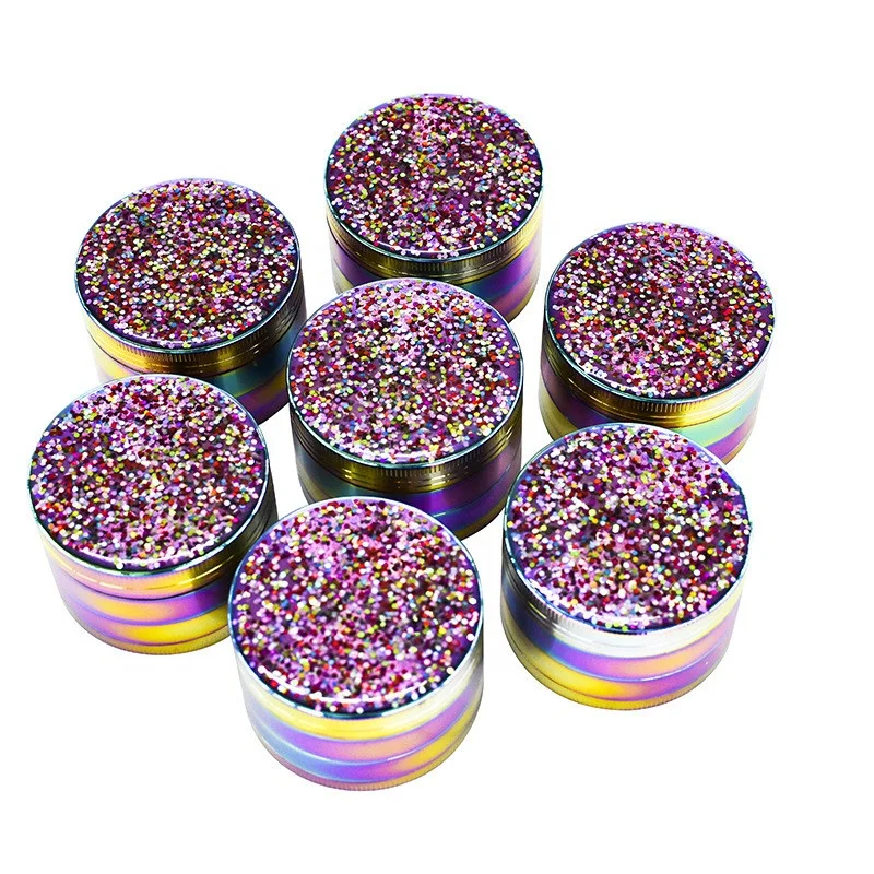 

Wholesale Blingbling Colorful Glitter Powder Wine Barrel Spice Grinder Zinc Alloy 4-layer Tobacco Grinder, Picture