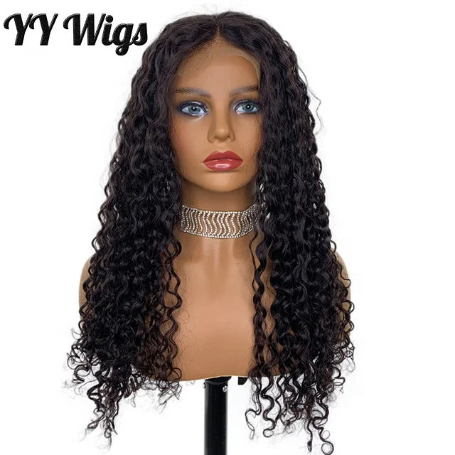 

10A Grade Natural Color Deep Wave Pre Plucked Lace Front Human Hair Wig, Natural color (can acoording to your request)