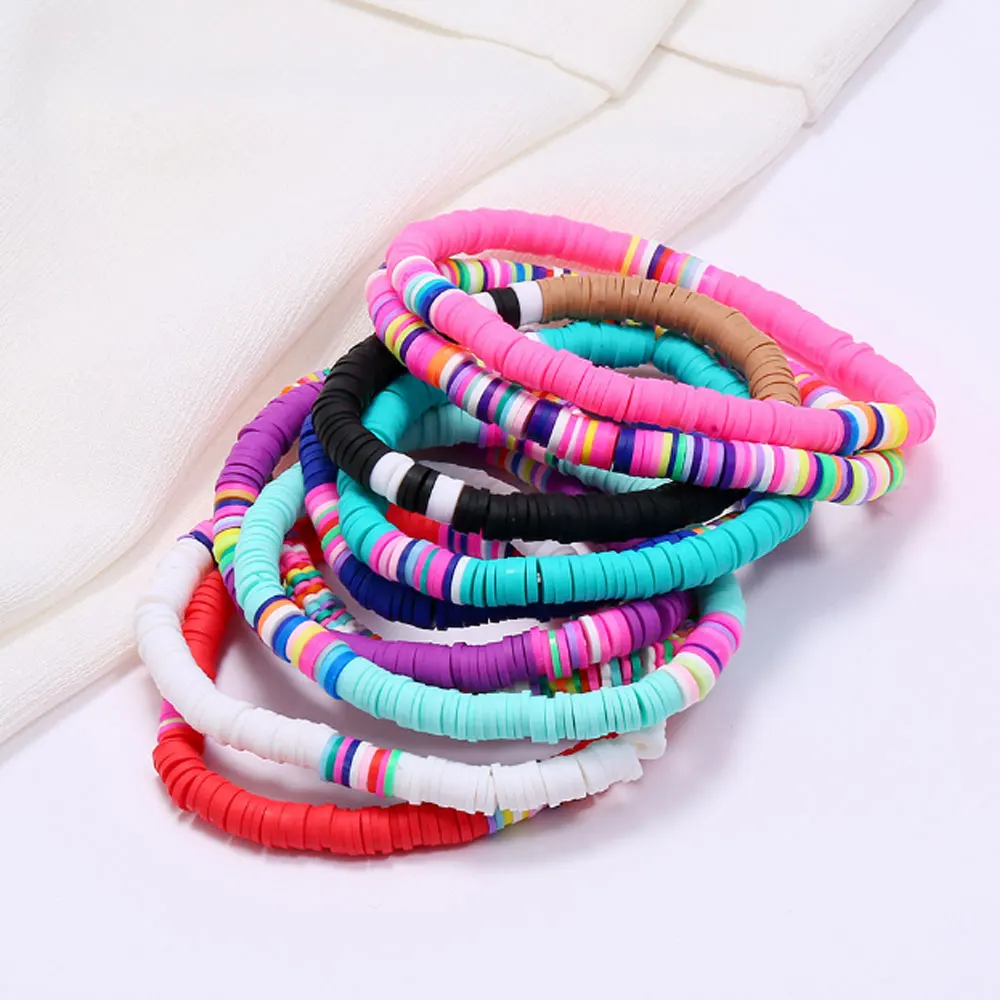 

handmade fashion soft polymer clay disc bead bracelet jewelry, Multi