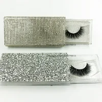 

Factory supply rhinestone eyelash packaging cases wholesale private label 25mm 3d 5d mink eyelashes with customised packaging