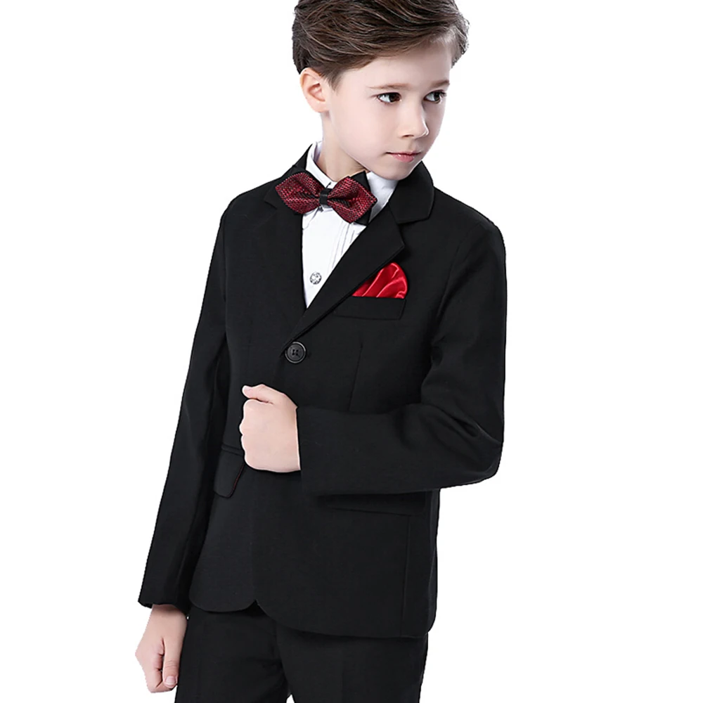 

Wholesale and retail 5 pcs cheap kids clothing boys formal suits sets, Black, navy and other colors