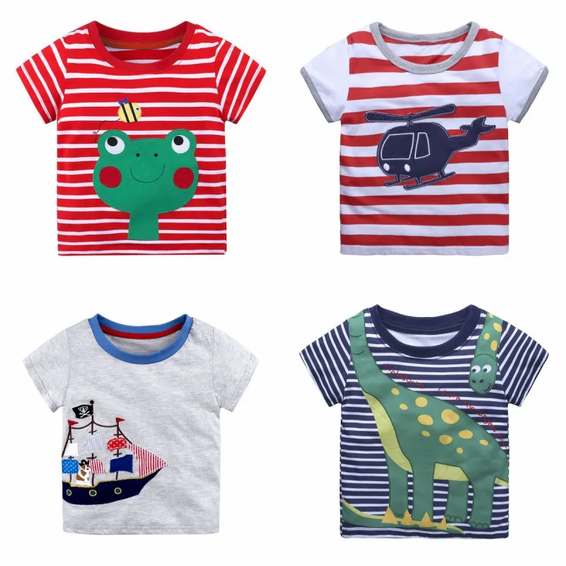 

1-6Y Casual Fashion 2021 New Summer New Toddler Baby Boy Cotton Style Short Sleeve O-Neck Pullover Cartoon Print T-shirt
